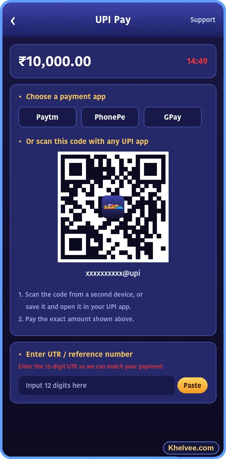 Khelv wallet & transactions screen